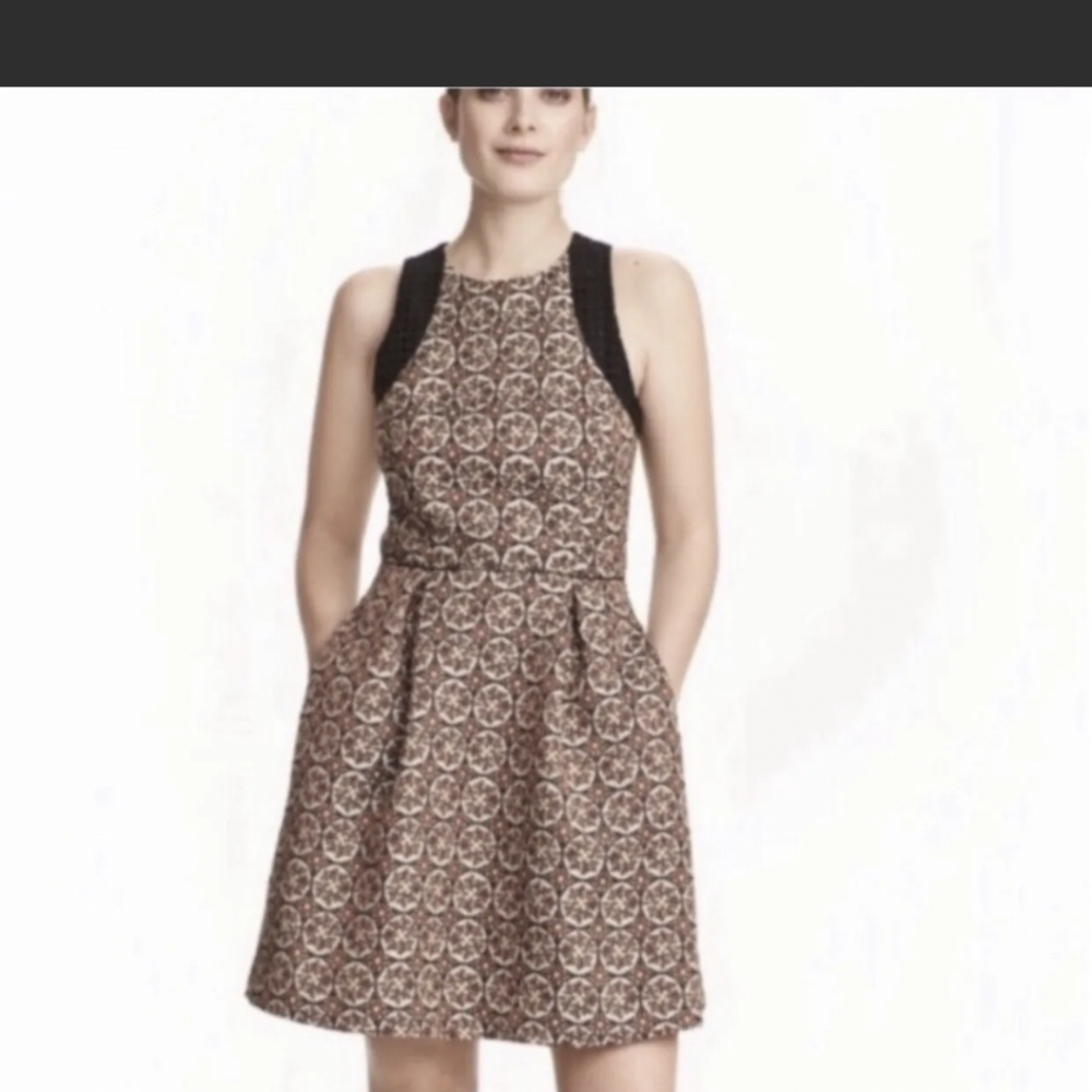 H&M Jacquard Racerback Textured Cocktail Dress w/ Pockets size 4